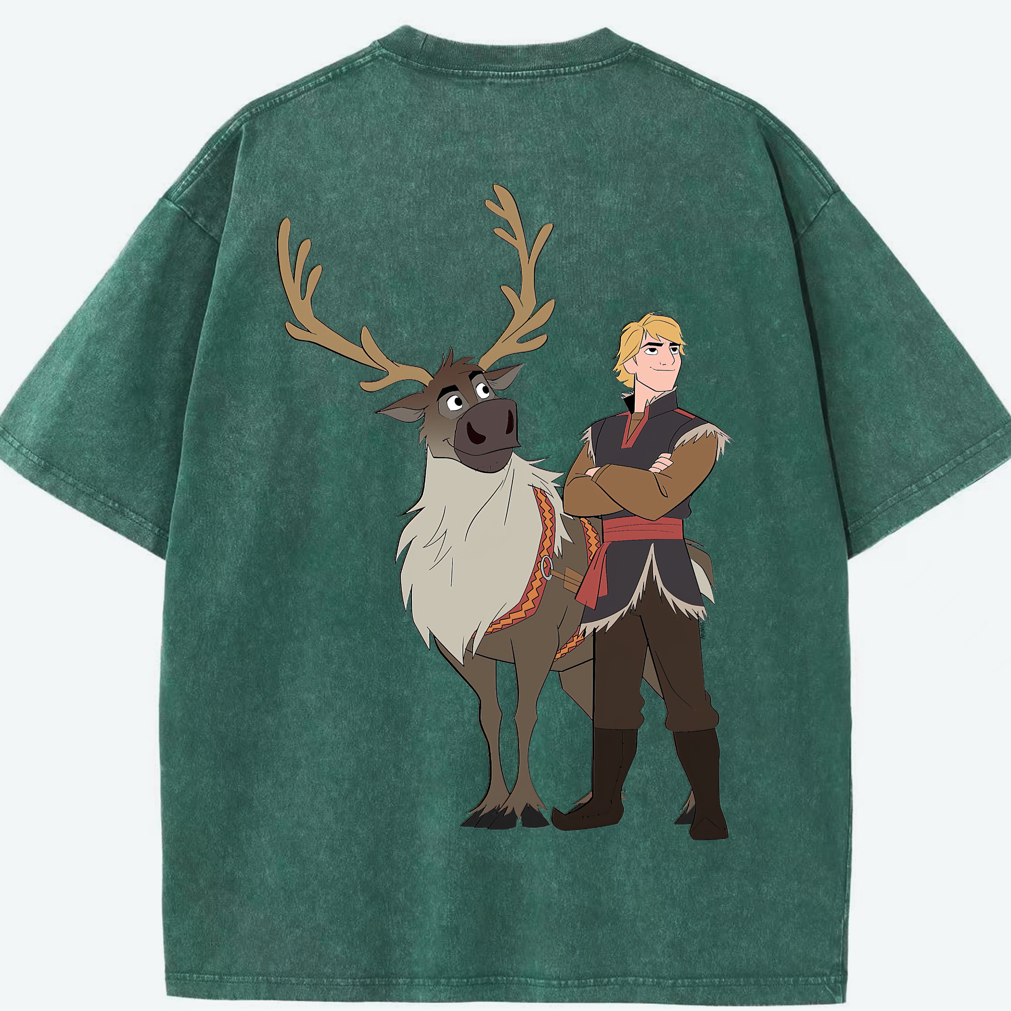（画像用） アナと雪の女王 アンナ エルサ Frozen Anna Elsa 綿100% ヴィンテージ風 半袖Tシャツ（背面プリント）